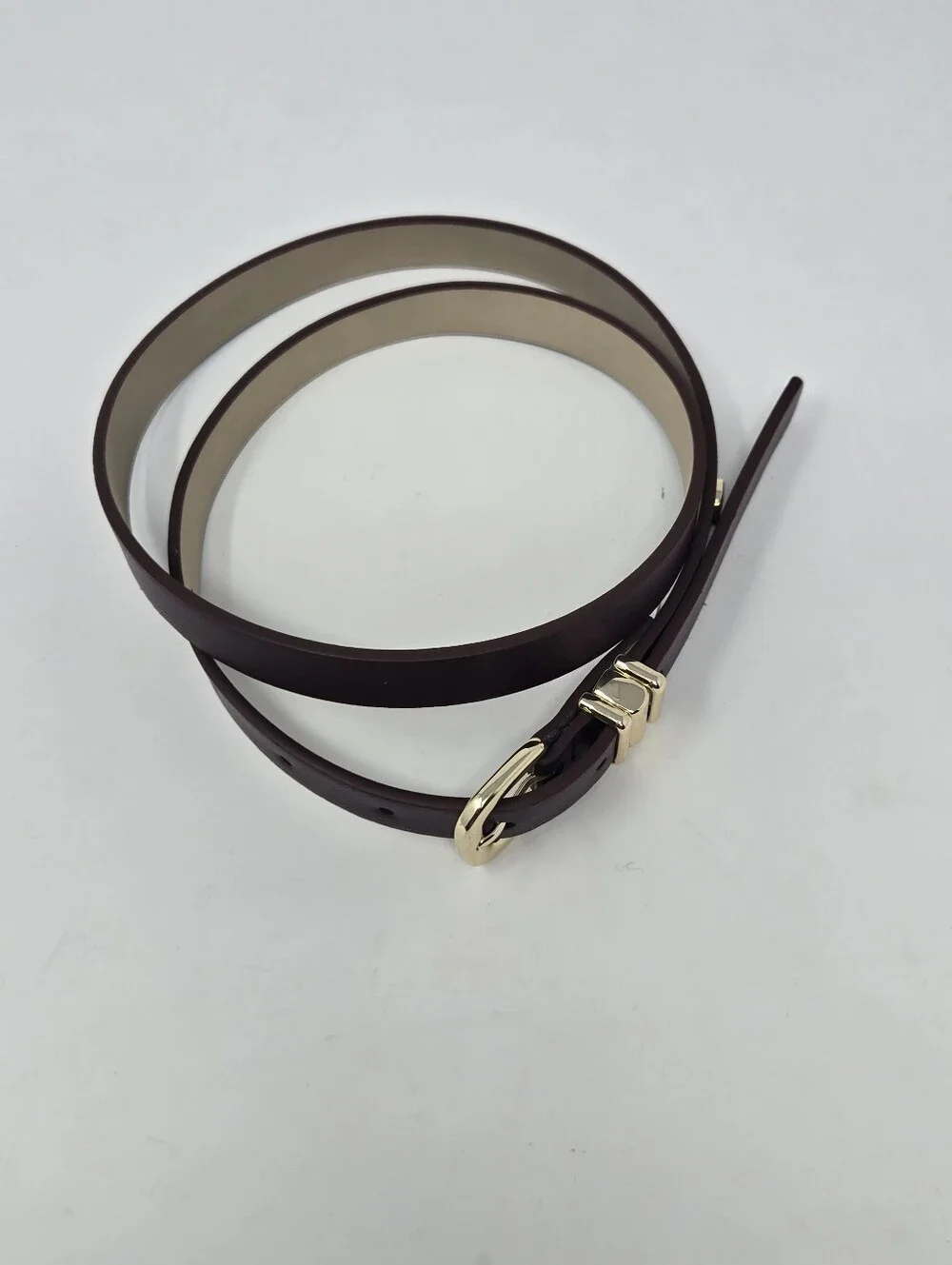 STEVE MADDEN MAROON OXBLOOD SKINNY BELT GOLD HARDWARE WOMEN OS DARK ACADEMIA